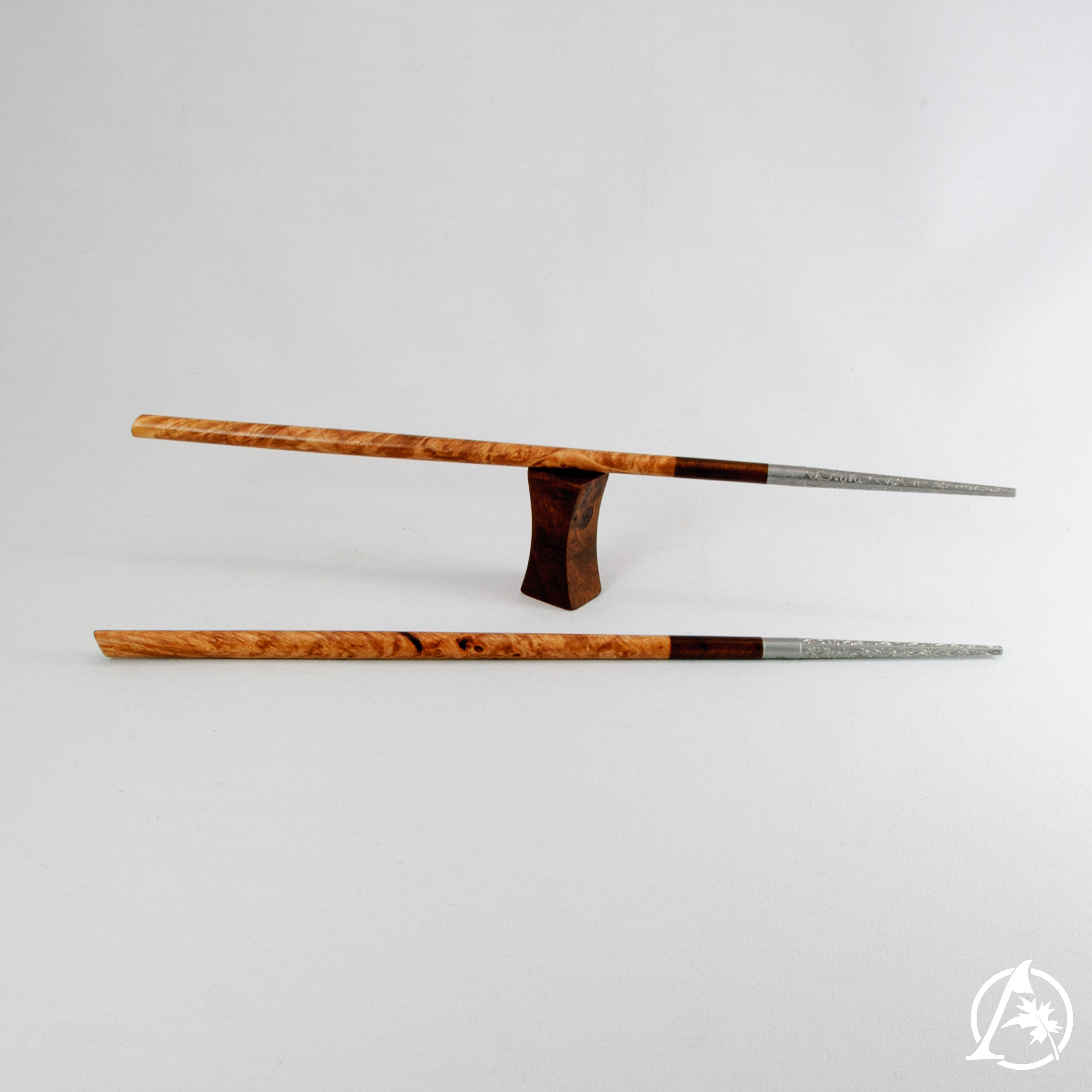 Artisan Crafted Unique Chopsticks with Titanium Tips and Sustainable Wooden Handles - Lightweight, Well-Balanced, Hypoallergenic, Limited Edition